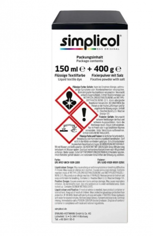 Simplicol Samt-Schwarz Краска для ткани чёрная  интенсивная, жидкая, для стиральной машины 40 , 150 мл + фиксатор 400 г