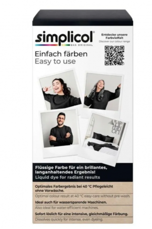 Simplicol Samt-Schwarz Краска для ткани чёрная  интенсивная, жидкая, для стиральной машины 40 , 150 мл + фиксатор 400 г