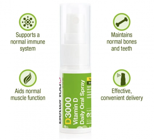 BetterYou D3 3000 МЕ spray 15ml x 2st, Витамин Д3 для иммунитета и костей, спрей с мятным вкусом Набор 2 шт х 15 мл 