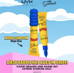 NYX Professional Makeup Marge Simpson Mega Glue 2-in-1 Eyebrow and Hair,  фиксирующий гель для бровей и волос 2в1 Mega Glue The Simpsons, прозрачный, ультрасильная фиксация, стойкий эффект укладки, 7 мл