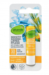 alverde NATURKOSMETIK Lippenpflegesitft sensitiv LSF 30, 4,8 g,  Бальзам для губ SPF 30 Sensitive (Германия), 4,8 г, минеральная защита от солнца, с витамином E и натуральными маслами