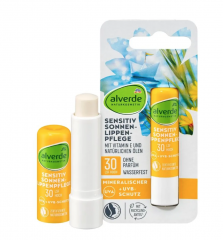 alverde NATURKOSMETIK Lippenpflegesitft sensitiv LSF 30, 4,8 g,  Бальзам для губ SPF 30 Sensitive (Германия), 4,8 г, минеральная защита от солнца, с витамином E и натуральными маслами