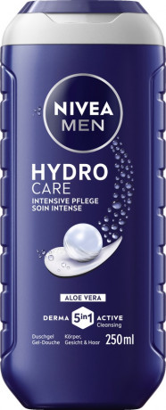 NIVEA MEN 5in1 Duschgel Hydro Care, 250 ml, Нивеа Мужской гель для душа и волос 5 в 1, алоэ вера, интенсивное увлажнение, 250 мл
