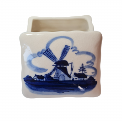 Шкатулка винтажная Delft Blue, дельфтский фарфор с рисунком в синих тонах &quot;Мельница&quot;, 10,5 x 8,5 x 5,5 см, Голландия, 1960-70гг.
