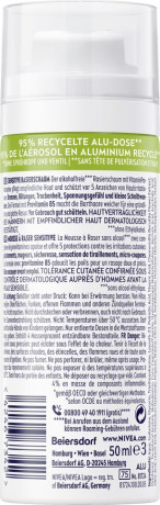 NIVEA MEN Sensitive Rasierschaum, 50 ml, Нивеа Мужская пена для бритья, экстракт ромашки, для чувствительной кожи, дорожный формат, 50 мл