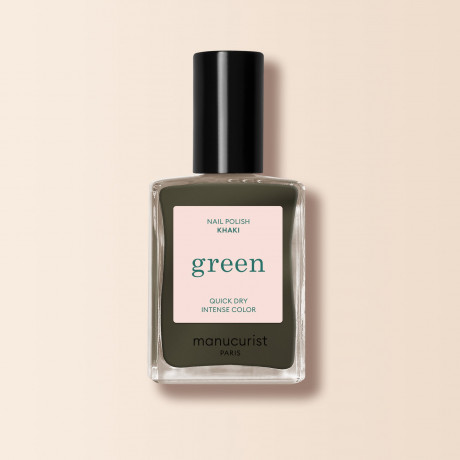 Manucurist Green Nagellack Khaki 15ml, Лак для ногтей Khaki (Франция), стойкое покрытие без сколов, безопасная растительная формула 9 Free, 15мл