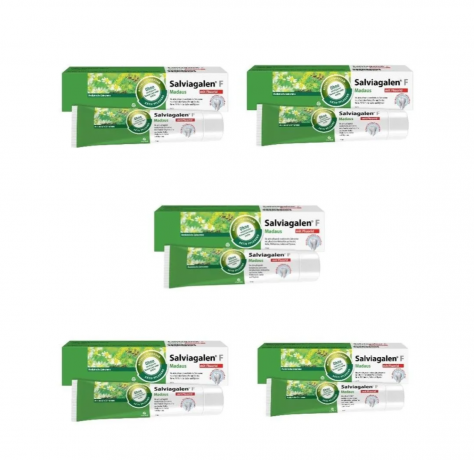 Salviagalen F Madaus Zahncreme 75 ml x 5st, Зубная паста Salvigalen F Madaus с фтором, для чувствительных зубов, защита от кариеса и воспалений, травяная формула 75мл х 5шт