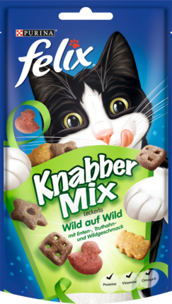 Felix Лакомство для кошек KnabberMix Wild auf Wild, 60 г