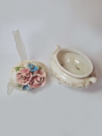 Capodimonte Винтажная шкатулка "Розы", ручная роспись, 21см x 16см, Италия, 1960-70гг.
