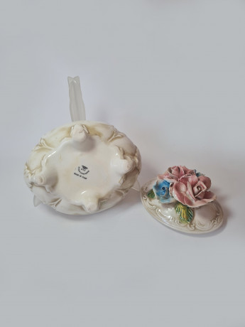 Capodimonte Винтажная шкатулка "Розы", ручная роспись, 21см x 16см, Италия, 1960-70гг.