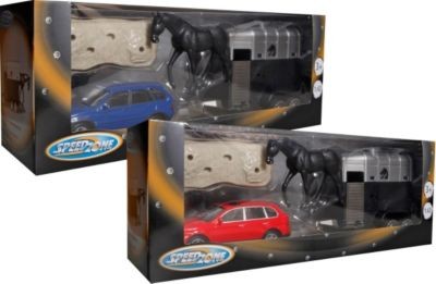 SpeedZone D\/C PKW mit Pferdeanhanger 1:43 Автомобиль SpeedZone D / C с прицепом для лошадей 1:43