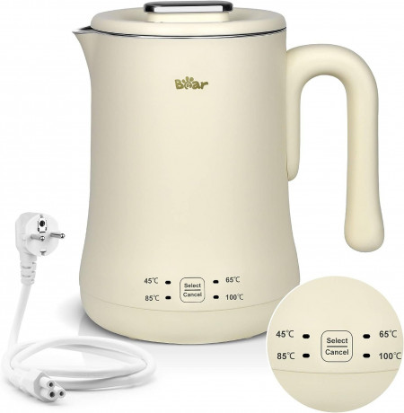 Bear Bear Wasserkocher mit Temperatureinstellung von 4 Temperaturstufen, weiss, 0.6 l, 500,00 W, Retro-Design, BPA Frei, Intelligente Warmeerhaltungsfunktion  Чайник Bear с 4-мя уровнями температуры, белый, 0,6 л, 500,00 Вт, ретро-дизайн, без BPA, интелле