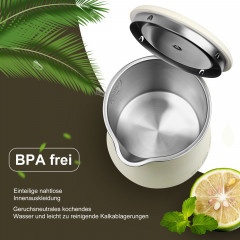 Bear Bear Wasserkocher mit Temperatureinstellung von 4 Temperaturstufen, weiss, 0.6 l, 500,00 W, Retro-Design, BPA Frei, Intelligente Warmeerhaltungsfunktion  Чайник Bear с 4-мя уровнями температуры, белый, 0,6 л, 500,00 Вт, ретро-дизайн, без BPA, интелле