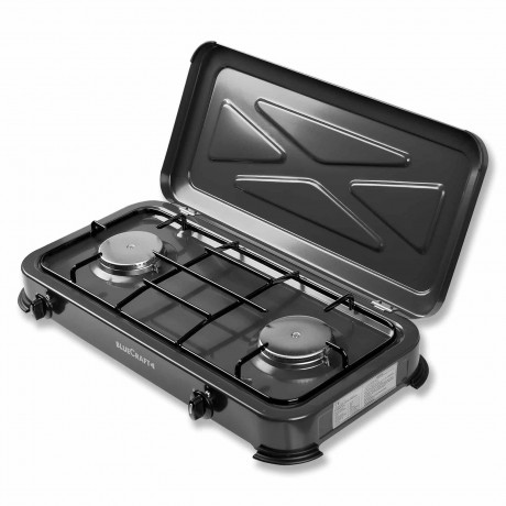 BlueCraft BlueCraft Gaskocher, (Gas-Kochfeld 2 flammen propangas), Campingkocher 2-flammig mit Zundsicherung  Газовая плита BlueCraft, (газовая плита, 2 пламени, пропан), походная плита, 2 пламени, с запальным предохранителем