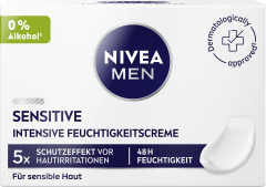 NIVEA MEN Sensitive Intensive Feuchtigkeitscreme, 50 ml, Нивеа Мужской крем для лица, для чувствительной кожи, ромашка и провитамин B5, 48ч увлажнение, 50 мл