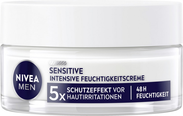 NIVEA MEN Sensitive Intensive Feuchtigkeitscreme, 50 ml, Нивеа Мужской крем для лица, для чувствительной кожи, ромашка и провитамин B5, 48ч увлажнение, 50 мл