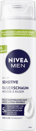 NIVEA MEN Sensitive Rasierschaum, 200 ml, Нивеа Мужская пена для бритья, экстракт ромашки, для чувствительной кожи, 200 мл