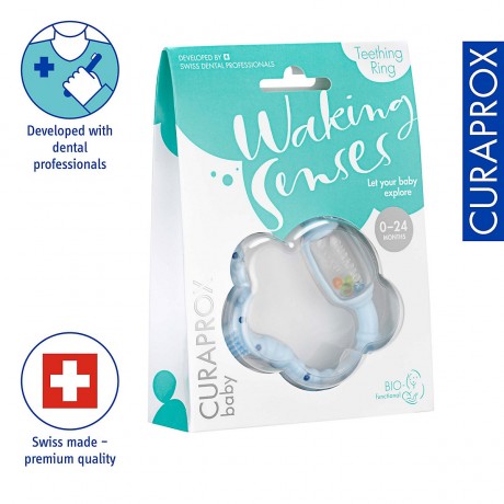 Curaprox Baby-Beissring mit Rassel Lernzahnburste Детское кольцо для прорезывания зубов с обучающей зубной щеткой-погремушкой