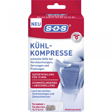 SOS Kuhl-Kompresse, 1 Stuck, SOS Охлаждающий компресс, мгновенное охлаждение без холодильника, при ушибах и растяжениях, 1 шт.