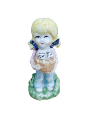 Статуэтка винтажная Im Still Goebel &quot;Девочка с котятами в корзинке&quot;, фарфор, 11 см, Германия, 1960-70гг.