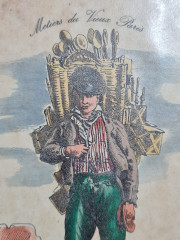 Керамическая винтажная картина &quot;Окрестности Парижа. Торговец рыбой&quot;, 20 x 20 см, Италия, 1960-1970гг.