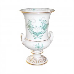 Meissen Meissen  'Neuer Ausschnitt - Indische Malerei 2 mit Kante grun Goldpunkte mit Goldrand' Vase / Pokal 13 cm Meissen &quot;New Section - Indian painting 2 с краем из зеленых золотых точек с золотым ободком&quot; ваза/чашка 13 см