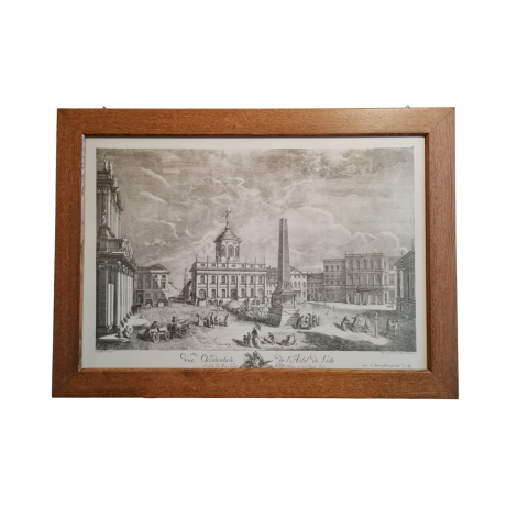 Картина винтажная "Вид на Отель де Виль", в раме, графика, 90,5 x 66 см, Германия, 1960-70гг.