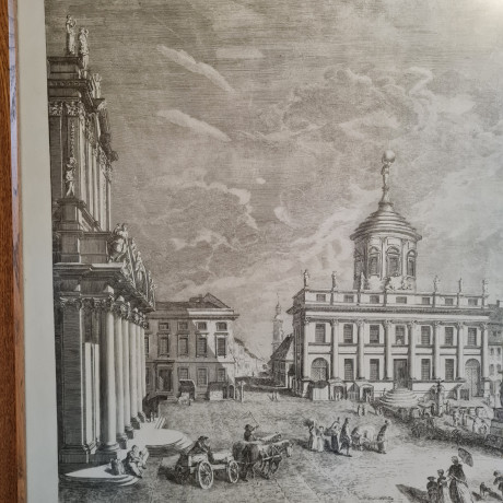 Картина винтажная "Вид на Отель де Виль", в раме, графика, 90,5 x 66 см, Германия, 1960-70гг.