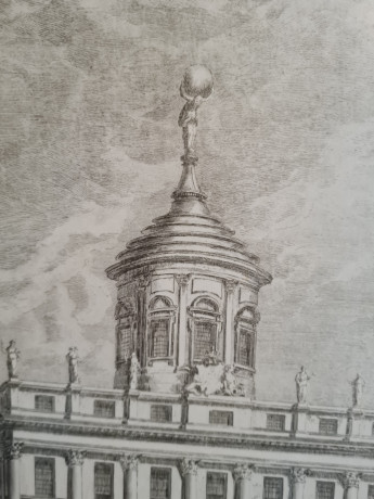 Картина винтажная "Вид на Отель де Виль", в раме, графика, 90,5 x 66 см, Германия, 1960-70гг.