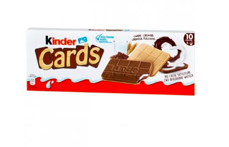 Kinder НАБОР: Kinder Cards Киндер Вафли 1уп + Kinder Happy Hippo Cacao Вафельные трубочки с молочным кремом и какао 1 уп 