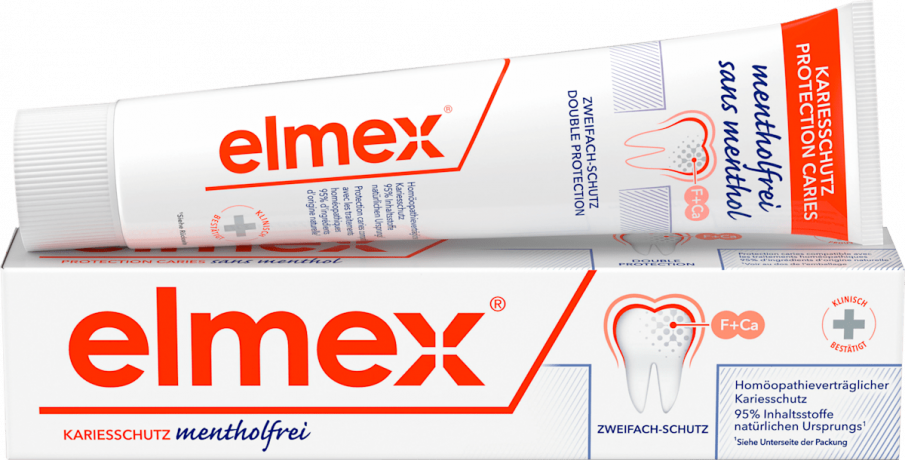 elmex Zahnpasta Kariesschutz mentholfrei, 75 ml, Зубная паста Kariesschutz без ментола и масла перечной мяты для защиты от кариеса, 75 мл