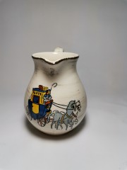 Schramberg, Шрамберг Винтажный керамический Кувшин с уникальным декором и изображением &quot;Такси на лошадях&quot; 14см х 9см, 1950г.
