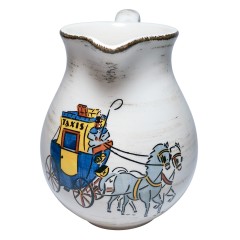 Schramberg, Шрамберг Винтажный керамический Кувшин с уникальным декором и изображением &quot;Такси на лошадях&quot; 14см х 9см, 1950г.