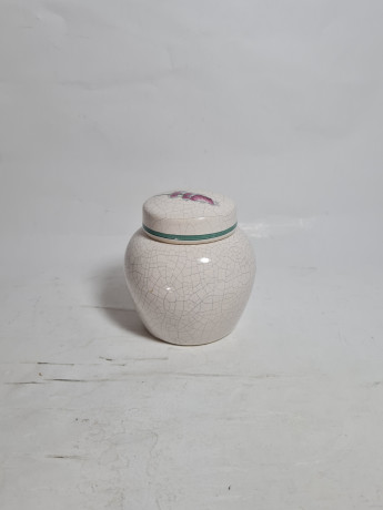 Баночка винтажная Herr Fayence "Мята" с крышкой, кракелюр, фарфор, 9.5 см, Германия, 1970-80гг.