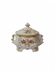 Сухарница винтажная большая Bassano с цветочным рисунком, ручная роспись, фарфор, 25 x 21 см, Италия, 1960-70гг.