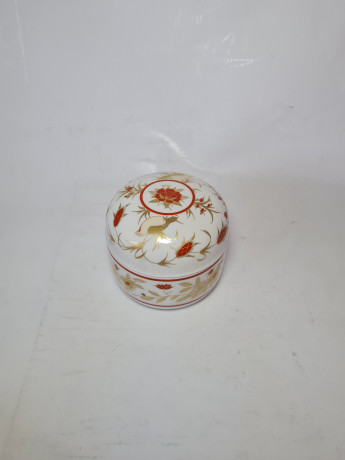 Heinrich / Mikado Шкатулка фарфоровая с цветочным узором в красных и золотых тонах, 8,5 x 9,5 см, Германия, 1960-70гг.