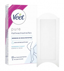 Veet PURE Kaltwachsstreifen Beine &amp; Korper, sensible Haut, Полоски из чистого холодного воска для ног и тела, для чувствительной кожи 20шт