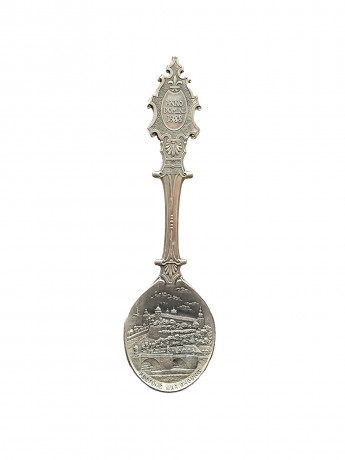 Ложка винтажная WMF Zinn "Крепость Мариенберг", юбилейная, олово, 19 см, Германия, 1988 год.
