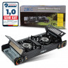ZMC ZMC Gaskocher PREMIUM Campingkocher 2 flammig Herd, (Brenndauer 1,5 bis 5 Stunden (abhangig von der Gasregulierung), Outdoor Camping Gas Kocher Kochfeld Gasherd Doppel Kartuschenkocher Газовая плита ZMC Походная плита ПРЕМИУМ с 2 пламенем (время горе