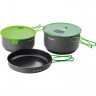 OPTIMUS OPTIMUS Topf-Set Camping Kochset Terra Camp 4 Geschirr, Kuche Topf Pfanne Alu 1,16 kg grun / schwarz Набор кастрюль OPTIMUS, походный набор для приготовления пищи Terra Camp, 4 блюда, кухонная кастрюля, алюминий, 1,16 кг