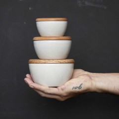 Bitz Bitz Gastro matte cream Schussel mit Deckel Set 3-tlg. d: 10 cm / 12 cm / 14 cm Кремовица Bitz Gastro матовая с крышкой, набор из 3 предм. д: 10см / 12см / 14см