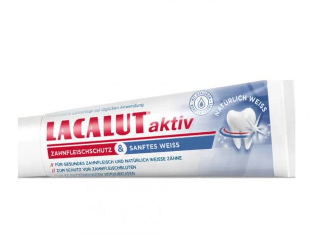 LACALUT aktiv medizinische Zahncreme Zahnfleischschutz & sanftes Weiss 75ml, Активная лечебная зубная паста, защита десен и мягкое отбеливание 75мл