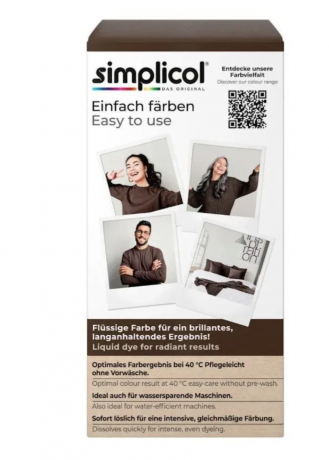 Simplicol Textilfarbe intensiv Espresso Braun, Краска для ткани коричневая Espresso Braun интенсивная, жидкая, для стиральной машины 40 , 150 мл + фиксатор 400 г