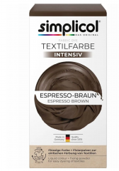 Simplicol Textilfarbe intensiv Espresso Braun, Краска для ткани коричневая Espresso Braun интенсивная, жидкая, для стиральной машины 40 , 150 мл + фиксатор 400 г