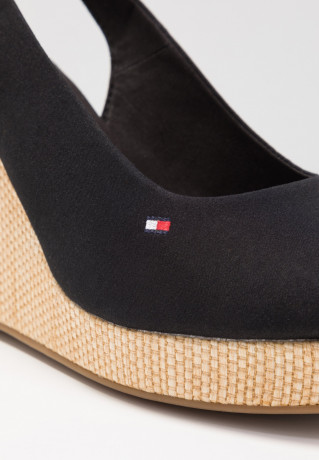Tommy Hilfiger ICONIC ELENA SLING BACK WEDGE High heeled sandals black ICONIC ELENA SLING BACK WEDGE Босоножки на высоком каблуке черный