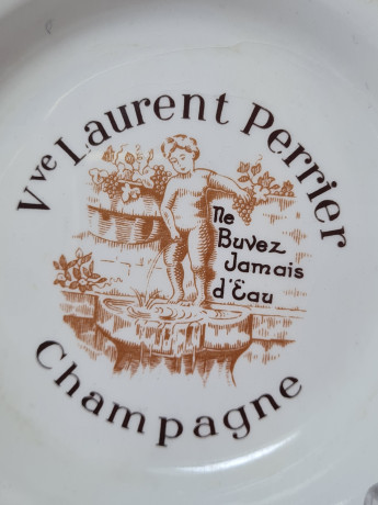 Пепельница винтажная Moulin Des Loupes France белый фарфор с рисунком в коричневых тонах, 11 x 2 см, Франция, 1960-70гг.