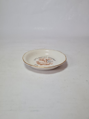 Пепельница винтажная Moulin Des Loupes France белый фарфор с рисунком в коричневых тонах, 11 x 2 см, Франция, 1960-70гг.