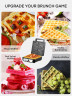FOHERE 4-Scheiben 1200W Belgisches Waffeleisen,  Вафельница для бельгийских вафель двойная, 1200 Вт, 5 программ, 7 степеней подрумянивания, антипригарное покрытие, нержавеющая сталь