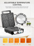 FOHERE 4-Scheiben 1200W Belgisches Waffeleisen,  Вафельница для бельгийских вафель двойная, 1200 Вт, 5 программ, 7 степеней подрумянивания, антипригарное покрытие, нержавеющая сталь