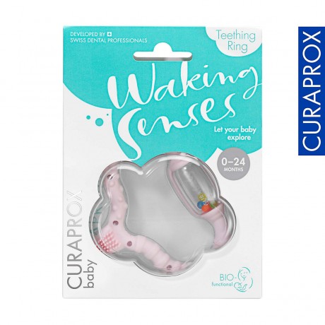 Curaprox Baby-Beissring mit Rassel  Lernzahnburste Детское кольцо для прорезывания зубов с обучающей зубной щеткой-погремушкой